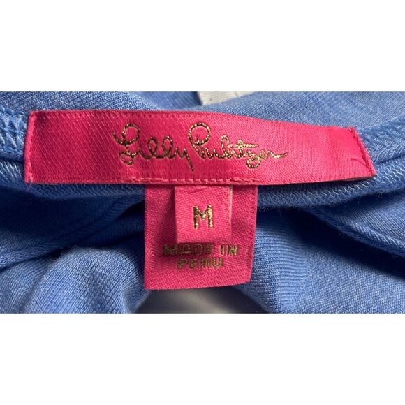 Lilly Pulitzer Luxletic Areli Pullover Top Blue Criss Cross Back Size M - Picture 5 of 13